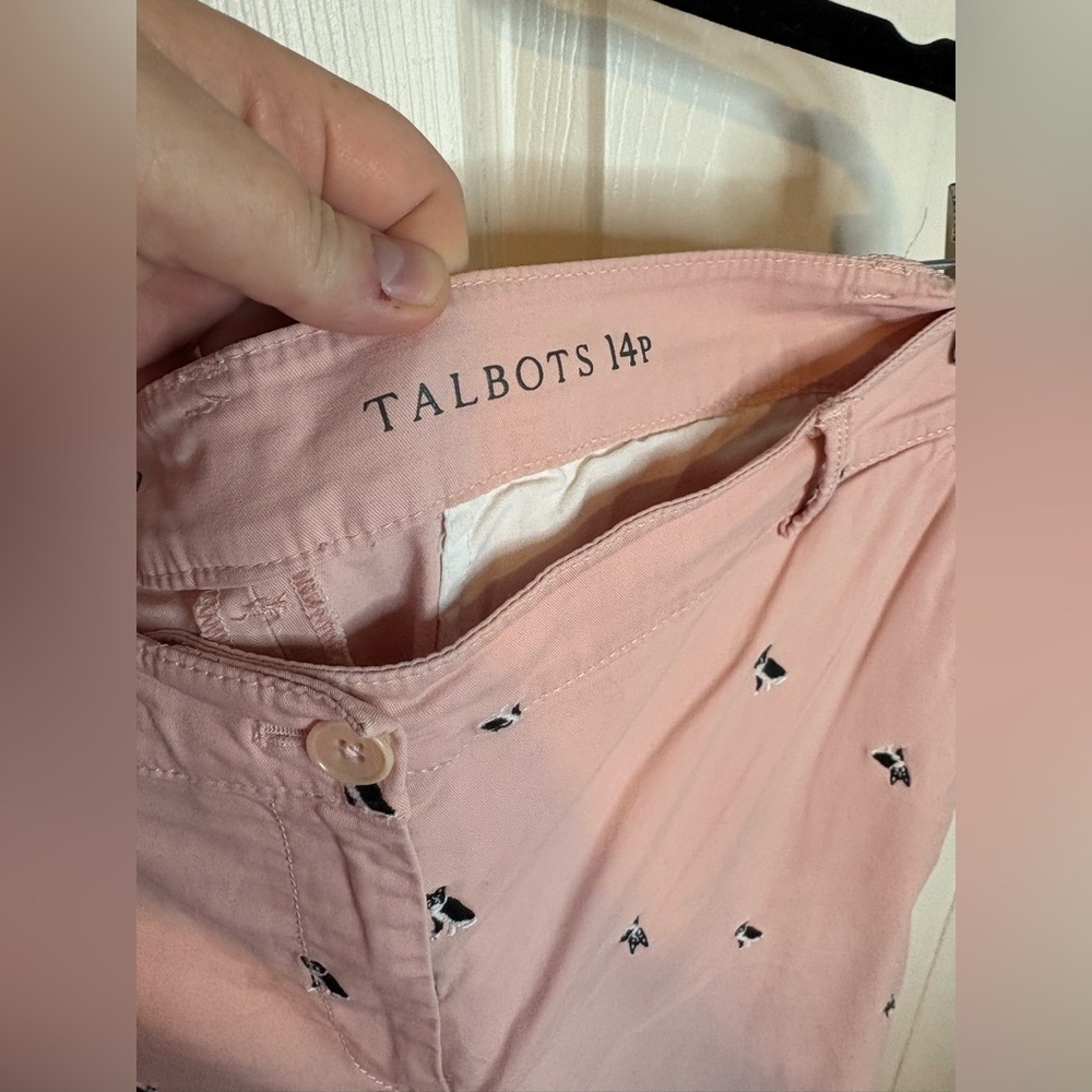 Talbots The Weekend Chino – Pink Frenchie Dog Embroidered | Size 14 Petite - Picture 6 of 11